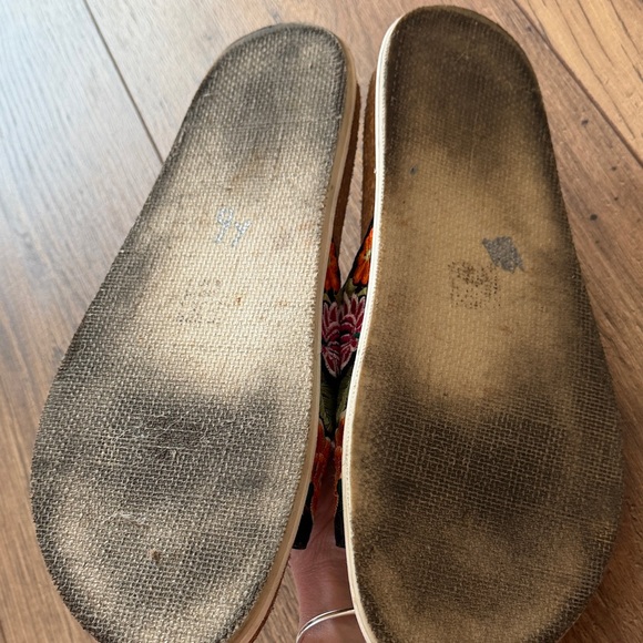 Free People Black Embroidered Double-Strap Sandals with Gold Footbed - Picture 6 of 7